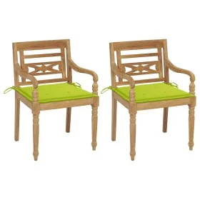 Batavia Stühle 2 Stk. massives Teakholz mit hellgrünen Kissen von , Gartenstühle - Ref: Foro24-3062138, Preis: 249,09 €, Raba...