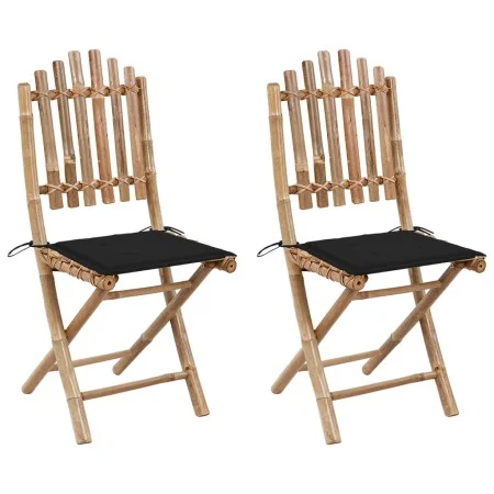 Sillas de jardín plegables 2 unidades bambú con cojines by , Garden chairs - Ref: Foro24-3063994, Price: 126,08 €, Discount: %