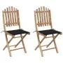 Sillas de jardín plegables 2 unidades bambú con cojines by , Garden chairs - Ref: Foro24-3063994, Price: 126,08 €, Discount: %