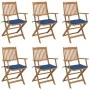 Klappbare Gartenstühle 6 Stück und Kissen aus massivem Akazienholz von , Gartenstühle - Ref: Foro24-3074950, Preis: 347,15 €,...