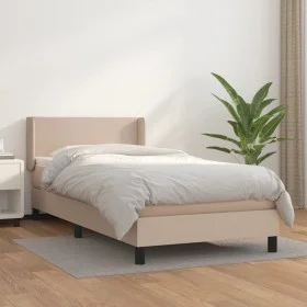 Box spring bed with cappuccino synthetic leather mattress 90x190 cm by , Beds and slatted bases - Ref: Foro24-3130636, Price:...