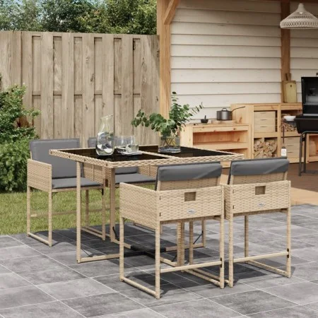 5-piece garden dining set with beige synthetic rattan cushions by , Garden sets - Ref: Foro24-3278027, Price: 351,11 €, Disco...