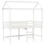 Hochbett mit Leiter und massivem Dach aus weißem Kiefernholz 80x200 cm. von , Betten und Lattenroste - Ref: Foro24-3282147, P...