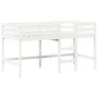 Hochbett mit Leiter und massivem Dach aus weißem Kiefernholz 80x200 cm. von , Betten und Lattenroste - Ref: Foro24-3282147, P...