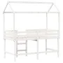 Hochbett mit Leiter und massivem Dach aus weißem Kiefernholz 80x200 cm. von , Betten und Lattenroste - Ref: Foro24-3282147, P...