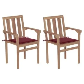 Gartenstühle 2 Stück mit Kissen weinrotes Teakholz von , Gartenstühle - Ref: Foro24-3062217, Preis: 261,14 €, Rabatt: %