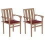 Garden chairs 2 pcs with cushions wine red teak wood by , Garden chairs - Ref: Foro24-3062217, Price: 261,15 €, Discount: %