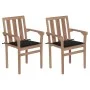 Gartenstühle 2 Einheiten mit schwarzen Teakholzkissen von , Gartenstühle - Ref: Foro24-3062215, Preis: 266,32 €, Rabatt: %
