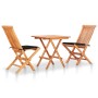 3-teiliges Bistroset mit schwarzen Kissen aus massivem Teakholz von , Gartensets - Ref: Foro24-3063232, Preis: 192,51 €, Raba...
