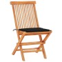 3-teiliges Bistroset mit schwarzen Kissen aus massivem Teakholz von , Gartensets - Ref: Foro24-3063232, Preis: 192,51 €, Raba...