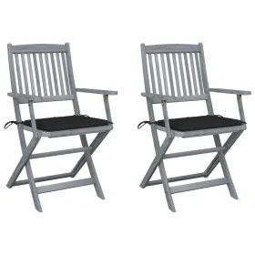 Klappbare Gartenstühle, 2 Stück, Kissen aus massivem Akazienholz von , Gartenstühle - Ref: Foro24-3064489, Preis: 123,41 €, R...