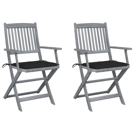 Klappbare Gartenstühle, 2 Stück, Kissen aus massivem Akazienholz von , Gartenstühle - Ref: Foro24-3064489, Preis: 123,41 €, R...