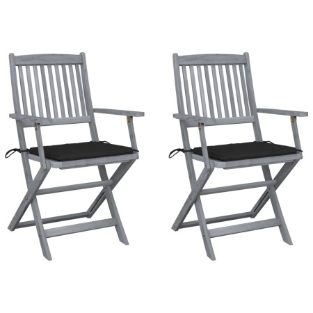 Klappbare Gartenstühle, 2 Stück, Kissen aus massivem Akazienholz von , Gartenstühle - Ref: Foro24-3064489, Preis: 136,48 €, R...