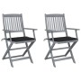 Sillas de jardín plegables 2 uds cojines madera maciza acacia de , Sillas de jardín - Ref: Foro24-3064489, Precio: 131,78 €