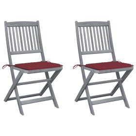 Folding garden chairs 2 pcs cushions solid acacia wood by , Garden chairs - Ref: Foro24-3064545, Price: 143,24 €, Discount: %