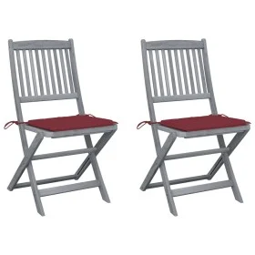 Klappbare Gartenstühle, 2 Stück, Kissen aus massivem Akazienholz von , Gartenstühle - Ref: Foro24-3064545, Preis: 137,34 €, R...