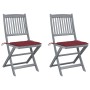 Folding garden chairs 2 pcs cushions solid acacia wood by , Garden chairs - Ref: Foro24-3064545, Price: 149,35 €, Discount: %