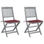 Sillas de jardín plegables 2 uds cojines madera maciza acacia de , Sillas de jardín - Ref: Foro24-3064545, Precio: 126,99 €, ...