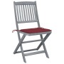Folding garden chairs 2 pcs cushions solid acacia wood by , Garden chairs - Ref: Foro24-3064545, Price: 149,35 €, Discount: %