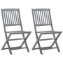 Folding garden chairs 2 pcs cushions solid acacia wood by , Garden chairs - Ref: Foro24-3064545, Price: 149,35 €, Discount: %