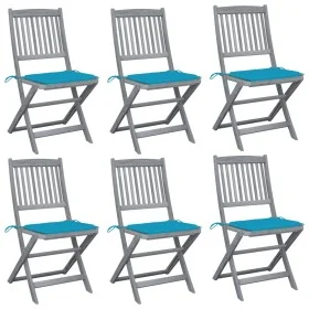 Klappbare Gartenstühle, 6 Stück, Kissen aus massivem Akazienholz von , Gartenstühle - Ref: Foro24-3065444, Preis: 326,91 €, R...