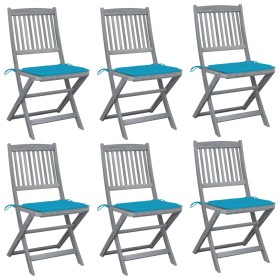Klappbare Gartenstühle, 6 Stück, Kissen aus massivem Akazienholz von , Gartenstühle - Ref: Foro24-3065444, Preis: 338,46 €, R...