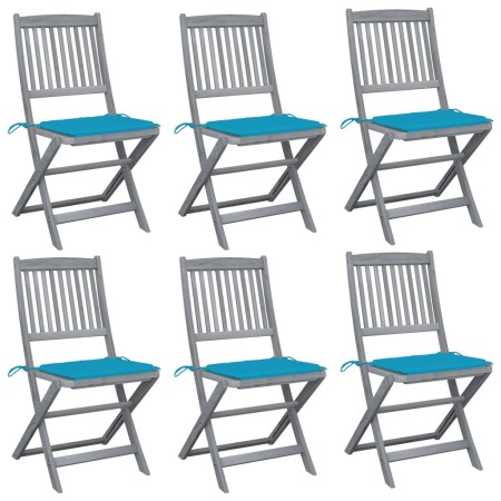 Folding garden chairs 6 pcs solid acacia wood cushions by , Garden chairs - Ref: Foro24-3065444, Price: 338,46 €, Discount: %