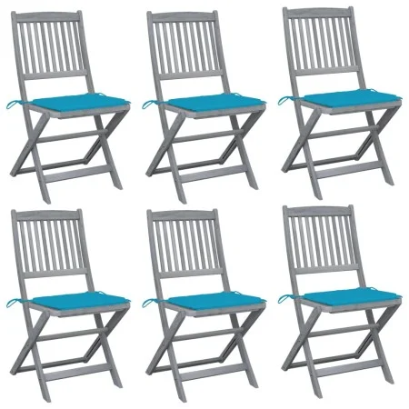 Sillas de jardín plegables 6 uds cojines madera maciza acacia de , Sillas de jardín - Ref: Foro24-3065444, Precio: 321,44 €, ...