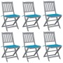Folding garden chairs 6 pcs solid acacia wood cushions by , Garden chairs - Ref: Foro24-3065444, Price: 338,46 €, Discount: %