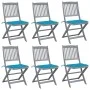 Klappbare Gartenstühle, 6 Stück, Kissen aus massivem Akazienholz von , Gartenstühle - Ref: Foro24-3065444, Preis: 321,44 €, R...