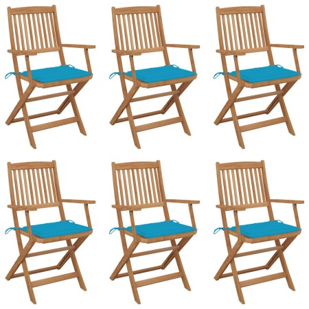 6 pcs folding garden chairs and solid acacia wood cushions by , Garden chairs - Ref: Foro24-3065471, Price: 382,72 €, Discoun...