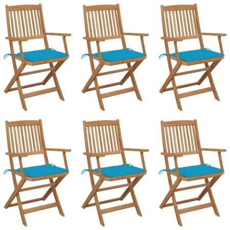 Sillas de jardín plegables 6 uds y cojines madera maciza acacia de , Sillas de jardín - Ref: Foro24-3065471, Precio: 339,03 €...