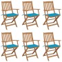 6 pcs folding garden chairs and solid acacia wood cushions by , Garden chairs - Ref: Foro24-3065471, Price: 382,72 €, Discoun...