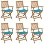 6 pcs folding garden chairs and solid acacia wood cushions by , Garden chairs - Ref: Foro24-3065471, Price: 352,88 €, Discoun...