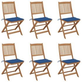6 Stück klappbare Gartenstühle und Kissen aus massivem Akazienholz von , Gartenstühle - Ref: Foro24-3075004, Preis: 316,33 €,...