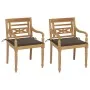 Sillas Batavia 2 uds teca maciza con cojines gris taupe de , Sillas de jardín - Ref: Foro24-3062135, Precio: 254,96 €, Descue...