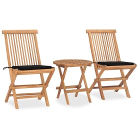 Klappbare Garten-Essgruppe mit 3-teiligen Kissen aus Teakholz von , Gartensets - Ref: Foro24-3063178, Preis: 173,82 €, Rabatt: %