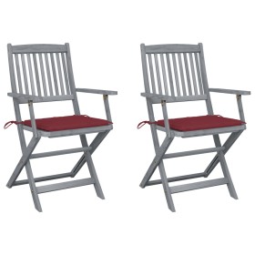 Folding garden chairs 2 pcs cushions solid acacia wood by , Garden chairs - Ref: Foro24-3064491, Price: 129,82 €, Discount: %