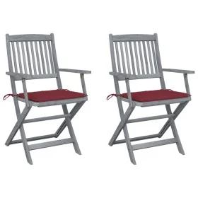 Folding garden chairs 2 pcs cushions solid acacia wood by , Garden chairs - Ref: Foro24-3064491, Price: 123,71 €, Discount: %