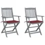 Folding garden chairs 2 pcs cushions solid acacia wood by , Garden chairs - Ref: Foro24-3064491, Price: 123,23 €, Discount: %