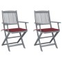 Klappbare Gartenstühle, 2 Stück, Kissen aus massivem Akazienholz von , Gartenstühle - Ref: Foro24-3064491, Preis: 129,82 €, R...