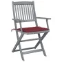 Folding garden chairs 2 pcs cushions solid acacia wood by , Garden chairs - Ref: Foro24-3064491, Price: 123,23 €, Discount: %