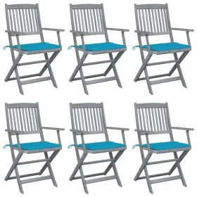 Klappbare Gartenstühle, 6 Stück, Kissen aus massivem Akazienholz von , Gartenstühle - Ref: Foro24-3065417, Preis: 300,58 €, R...