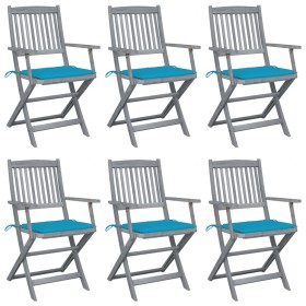 Klappbare Gartenstühle, 6 Stück, Kissen aus massivem Akazienholz von , Gartenstühle - Ref: Foro24-3065417, Preis: 308,90 €, R...