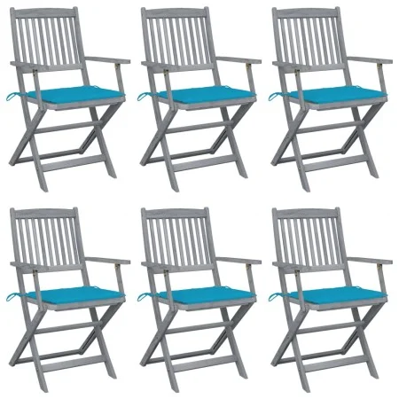 Folding garden chairs 6 pcs solid acacia wood cushions by , Garden chairs - Ref: Foro24-3065417, Price: 299,93 €, Discount: %