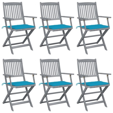 Klappbare Gartenstühle, 6 Stück, Kissen aus massivem Akazienholz von , Gartenstühle - Ref: Foro24-3065417, Preis: 308,90 €, R...