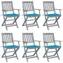 Folding garden chairs 6 pcs solid acacia wood cushions by , Garden chairs - Ref: Foro24-3065417, Price: 299,93 €, Discount: %