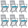 Klappbare Gartenstühle, 6 Stück, Kissen aus massivem Akazienholz von , Gartenstühle - Ref: Foro24-3065417, Preis: 308,90 €, R...