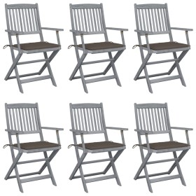 Folding garden chairs 6 pcs solid acacia wood cushions by , Garden chairs - Ref: Foro24-3065415, Price: 309,30 €, Discount: %