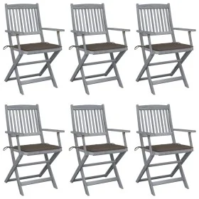 Klappbare Gartenstühle, 6 Stück, Kissen aus massivem Akazienholz von , Gartenstühle - Ref: Foro24-3065415, Preis: 300,84 €, R...